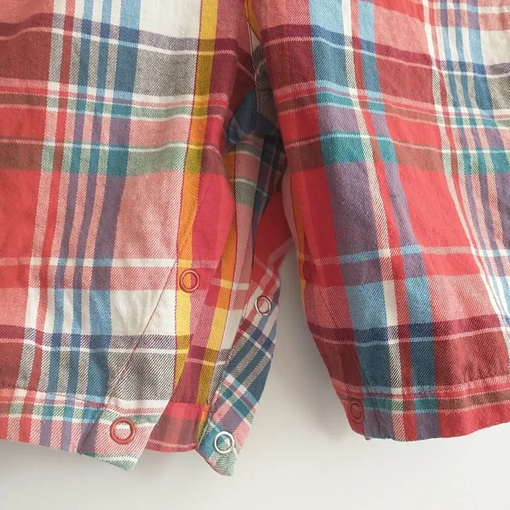 Ralph Lauren Overall Onepiece Baby Boy 9M Plaid Striped Cotton Button Logo 2xLot